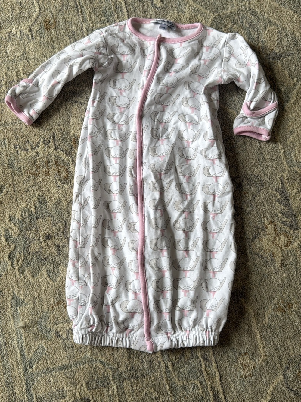 White and Pink Baby Sleep Sack with Whale Print